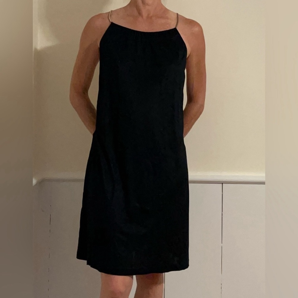 La Perla black mini dress w gold chain